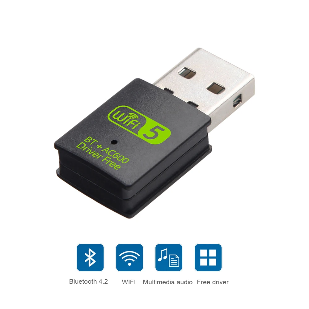 600Mbps Wifi Usb Adattatore Compatibile Bluetooth Driver Gratuito Bt Wifi Dongle Usb Dual Band Lan Ethernet Adapter Scheda Di Rete Usb