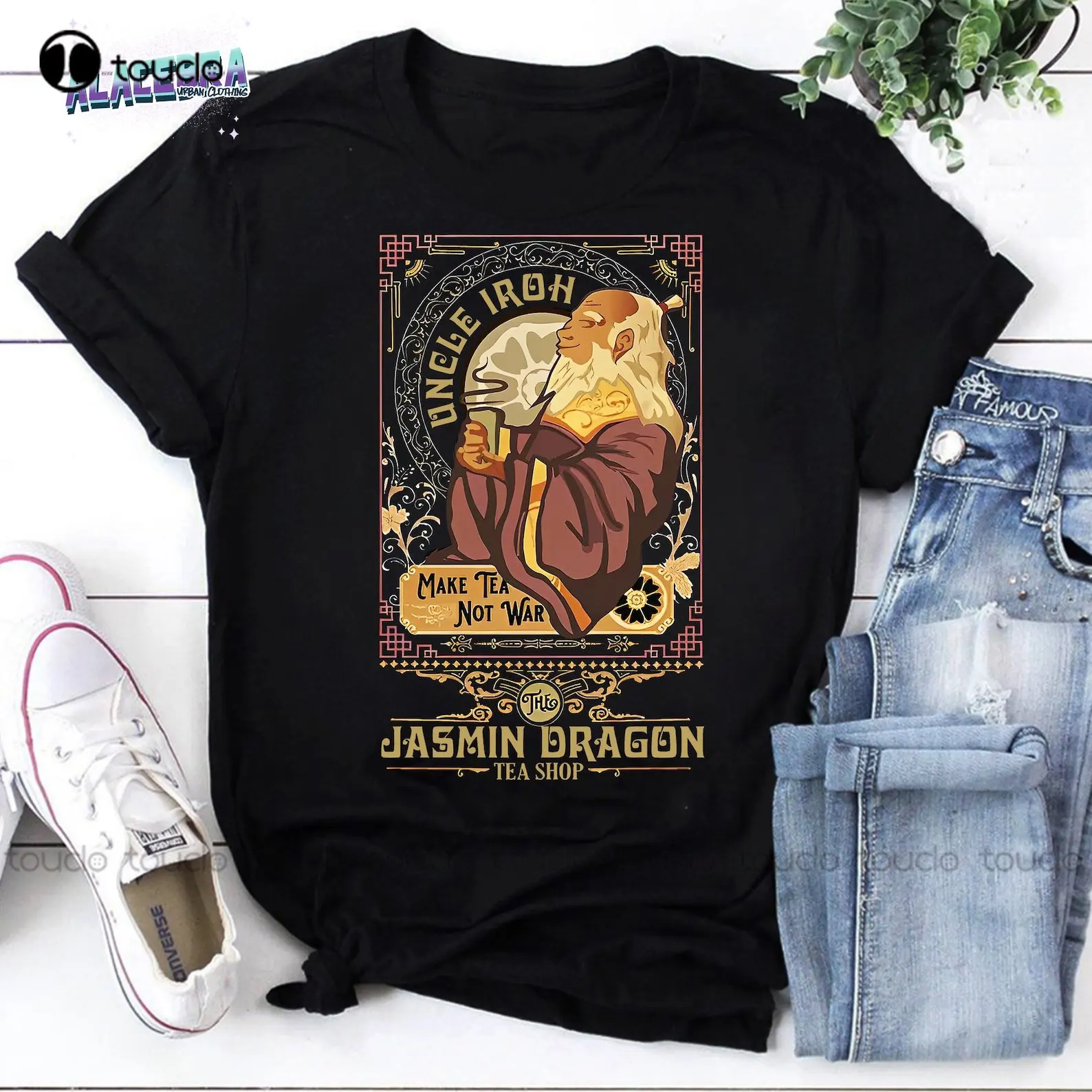 Vintage Retro Uncle Iroh Make Tea Not War Vintage T-Shirt, Avatar La Migliore Camicia Airbender Camicia Viola Regalo Personalizzato Xs-5Xl
