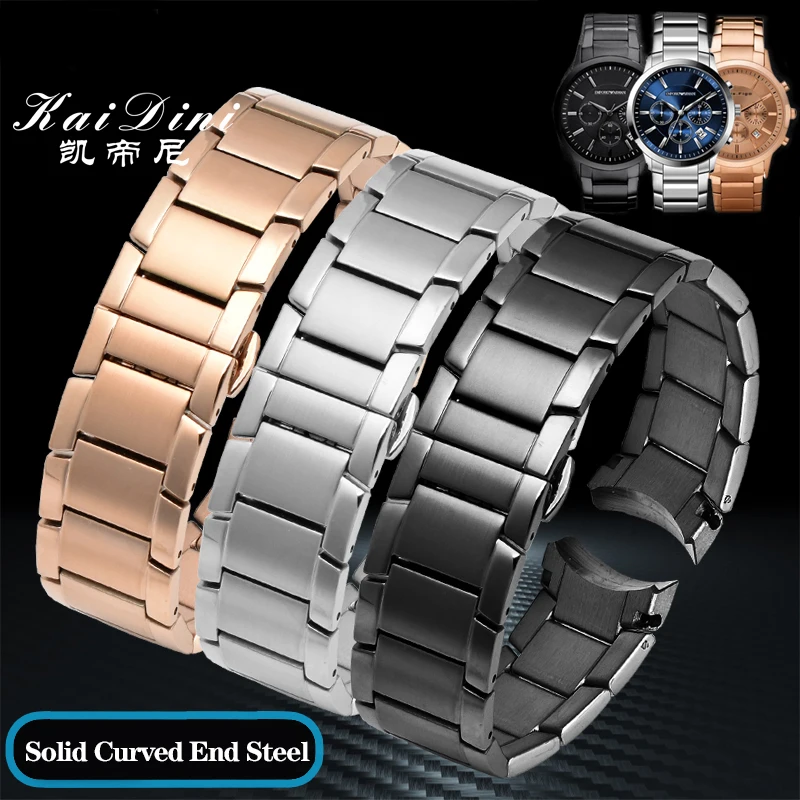Cinturino Terminale Curvo Solido Per Armani Ar2448 Ar2447 Ar2432 Ar2433 Ar2458 Ar2434 Ar245 Cinturino In Acciaio Con Catena Dell'Orologio 22Mm