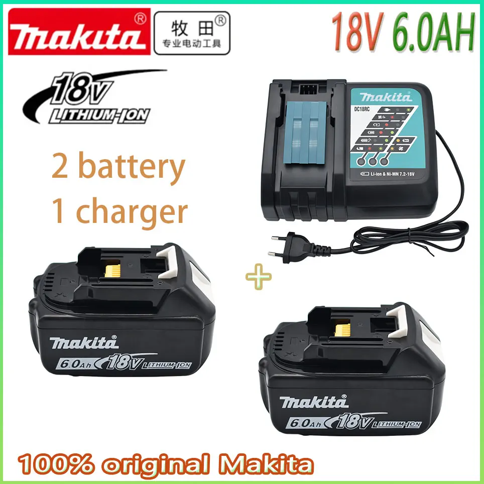 Caricabatterie Makita 14.4V 18V Caricabatteria Originale Dc18Vrc Makita 6000Mah Bl1830 Bl1430 Bl1860 Bl1890 Caricabatteria Per Utensili Usb Prot