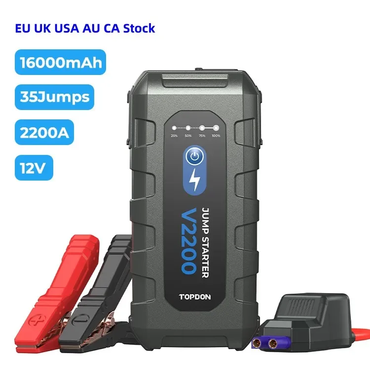 Topdon V2200 2200A 12V Kit Di Emergenza Per Auto Portatili Caricabatteria Jumper Box Booster Pack Jumpstarter Jump Starter Power Bank