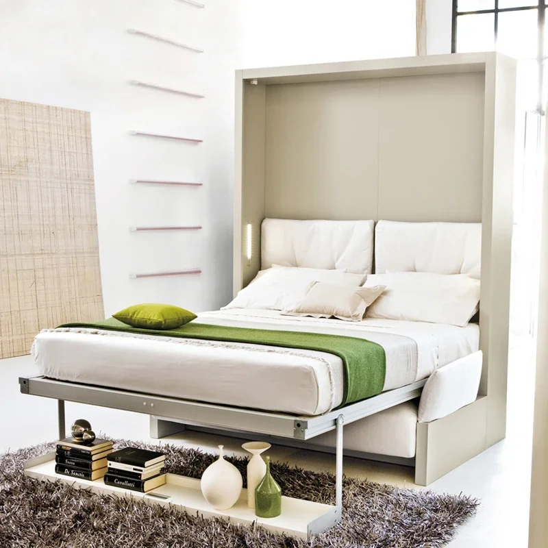 Elektrische Wand Bett Leinen Stoff Sofa Faltbare Bett Hause Schlafzimmer Mung Bel Kognin Camas Rechteck Lit 2 Personnes Und