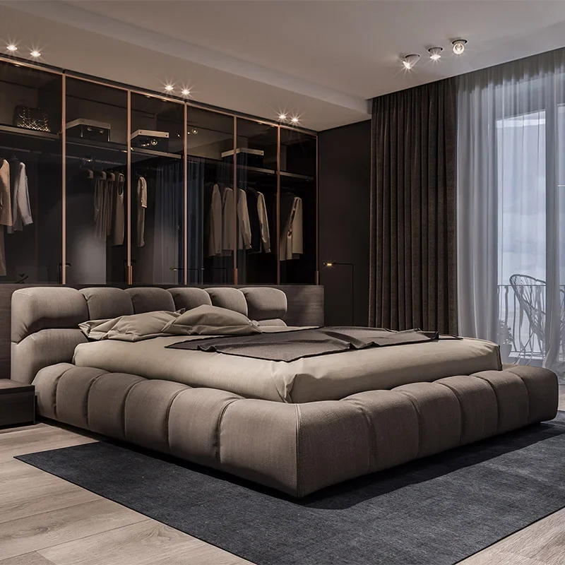 Linlamlim Stoff Tuch Bett Doppel Lece Weiche Rechteck Bett Rahmen Nordic Kognig/Kognin Lece Hochzeit Lits Designer Polster
