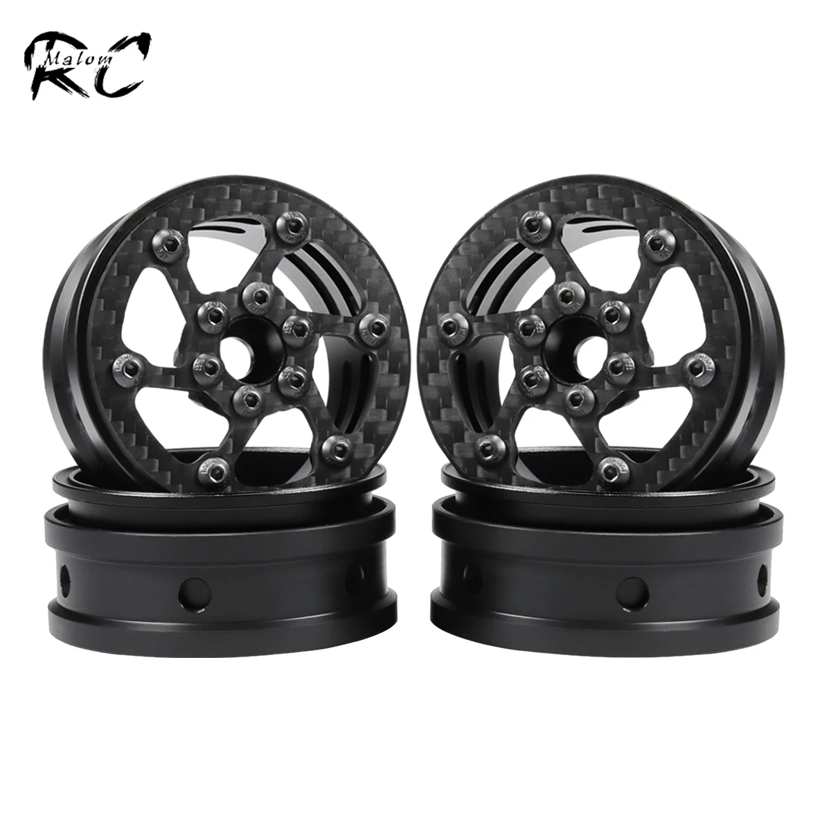 2.2 In Fibra Di Carbonio Delrin Beadlock Ruote Cerchio Per 1/10 Rc Crawler Rock Bouncer Scx10 Capra Element Enduro Cc01 Vs4 Gmade R1 Yk4082