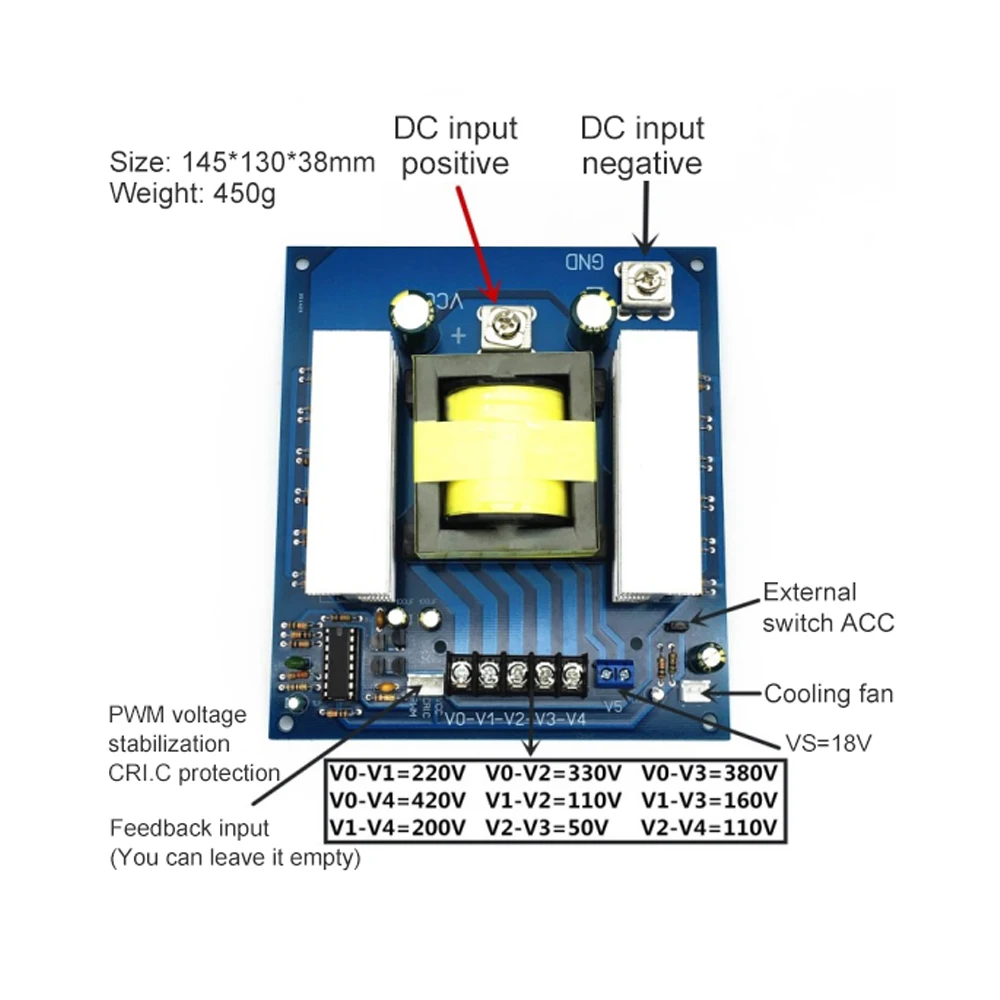 Dc 12V 500W/1000W Inverter Boost Board Trasformatore Power Car Converter Module Inverter 12V Inverter Boost Inverter