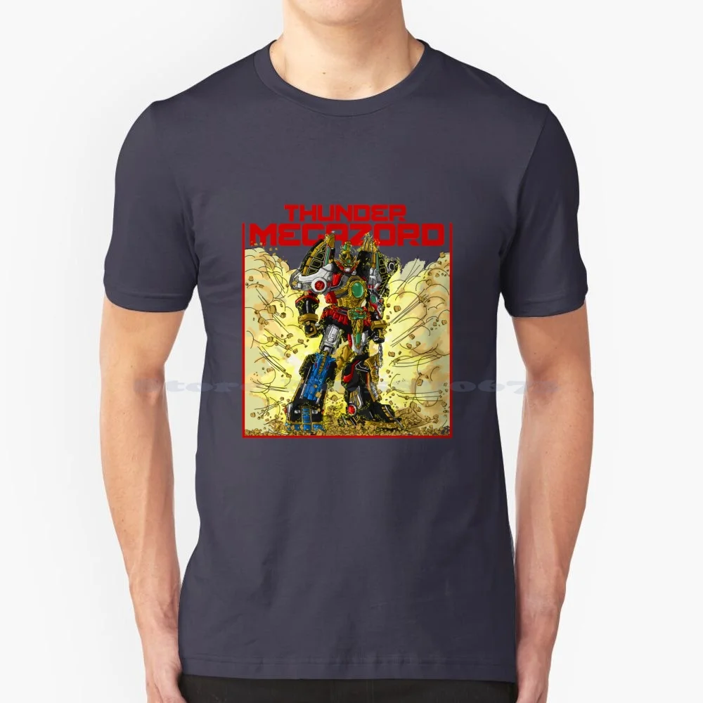 Thunder Megazord T Shirt 100% Cotone Tee Super Robot Thunder Megazord Robot Samurai Robot Gigante Best Seller Trend Ora