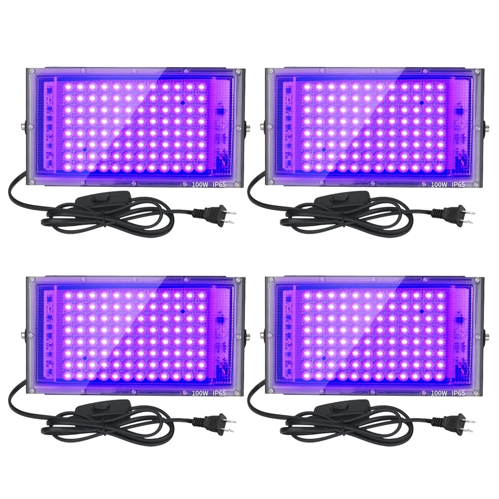 4Pack Uv Black Light 50W/100W Led Blacklight Ip65 Impermeabile Per Halloween Glow Party Dance Dj Disco Body Paint Luci Viola