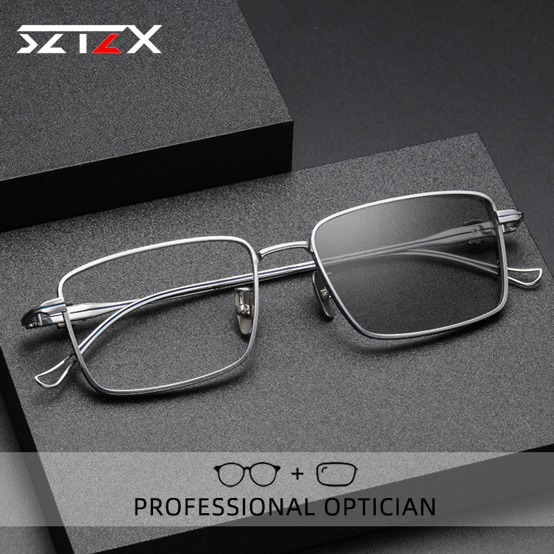 Sztzx Classic Chrome Style Hearts Occhiali Da Lettura Occhiali Da Vista Anti Blue Ray Montatura Per Occhiali Ottici Intagliati In Titanio Puro