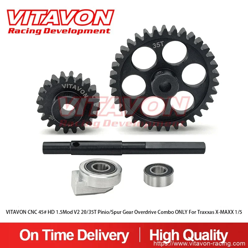 Vitavon Cnc 45 # Hd 1.5Mod V2 Pinio/Spur Gear Overdrive Combo 20/35T Per Traxxas X-Maxx Xrt 1/5 - Vitavon