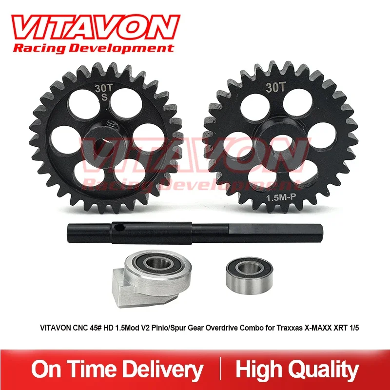 Vitavon Cnc 45 # Hd 1.5Mod V2 Pinio/Spur Gear Overdrive Combo 30/30T Per Traxxas X-Maxx Xrt 1/5 - Vitavon
