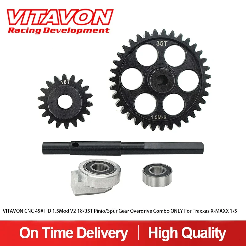 Vitavon Cnc 45 # Hd 1.5Mod V2 Pinio/Spur Gear Overdrive Combo 18/35T Per Traxxas X-Maxx Xrt 1/5 - Vitavon