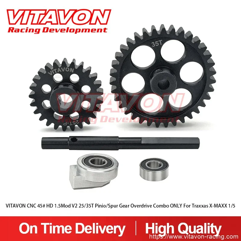 Vitavon Cnc 45 # Hd 1.5Mod V2 Pinio/Spur Gear Overdrive Combo 25/35T Per Traxxas X-Maxx Xrt 1/5 - Vitavon