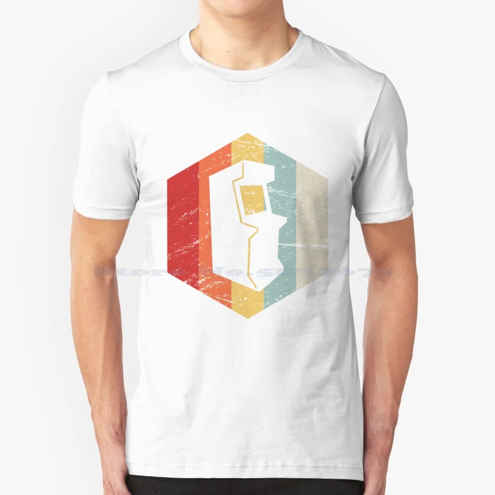 Retro Arcade Game Icon T Shirt 100% Cotone Tee Arcade Game Arcade Gaming Vintage Retro Gaming Arcade Machine Joystick 80S Video
