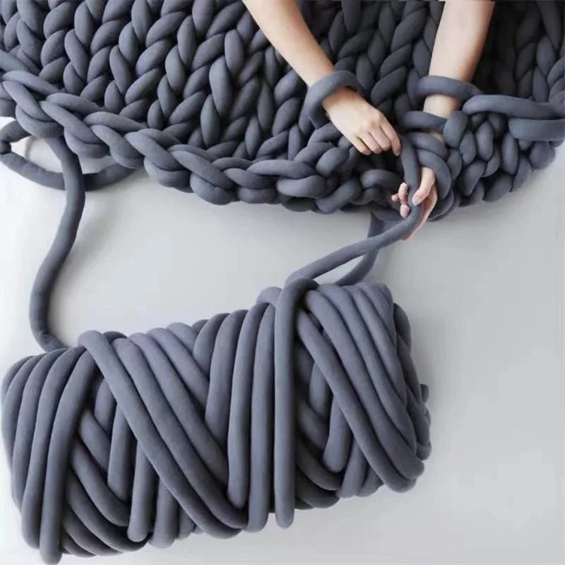 Hand Shaped Spin Grob Gewinde Diy Pet Nest Dick Chunky Garn Baumwolle Wolle Rohr Hahkeln Garn Weiche Sperrige Arm Roving Decke