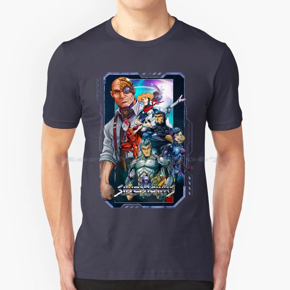 Silverhawks T Shirt 100% Cotone Tee 80S Retro Heman Silverhawks Bravestarr Thundercats Voltron Gijoe
