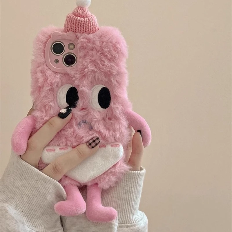 New Girl Heart 3D Cute Plush Monster Adatto Per Apple Iphone 15 14 13 12 11 Pro Max Custodia Antigoccia Per Telefono