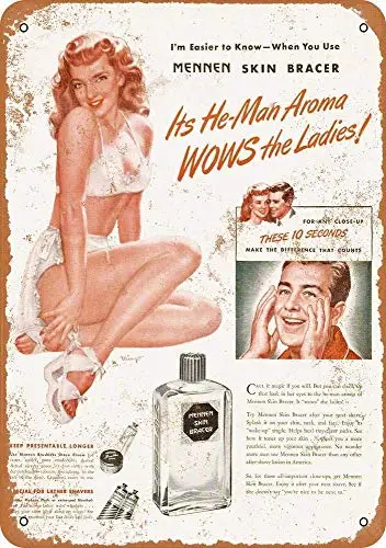 Targa In Latta Nuovo Alluminio Metallo 1950S Mennen Skin Brace Pin-Up Look Signs Sign Retro 11.8X7.8 Pollici