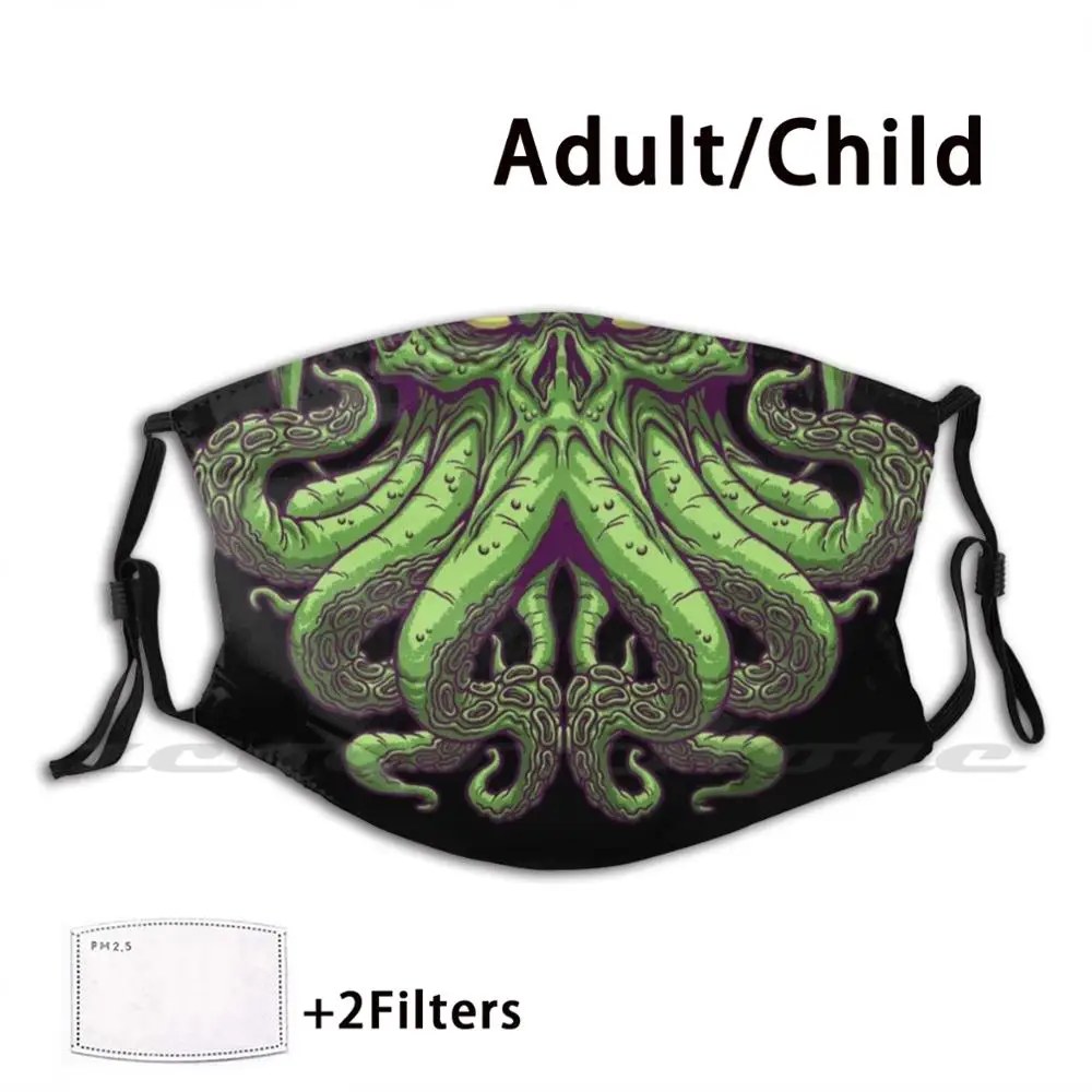 Cthulhu Mask Cloth Filtro Di Stampa Riutilizzabile Lavabile Cthulhu Necronomicon Phil Postma Factory