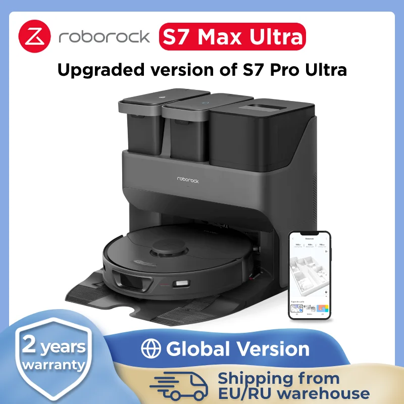 Roborock S7 Max Ultra Con Lavaggio Automatico E Ricarica E Scarico E Asciugatura Dock, Aspirazione 5500Pa, Versione Aggiornata Di Roborock S7 Pro Ultr