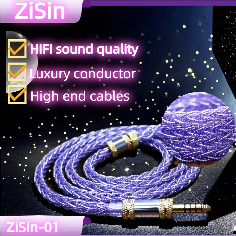 Zisin 01 8-Core Litz Hifi Focal Utopia Cavo Per Cuffie 4.4Mm 2.5Mm 6.35Mm Xlr, Adatto Per Hd800S Hd800 Hd820 Utopia (Grande)