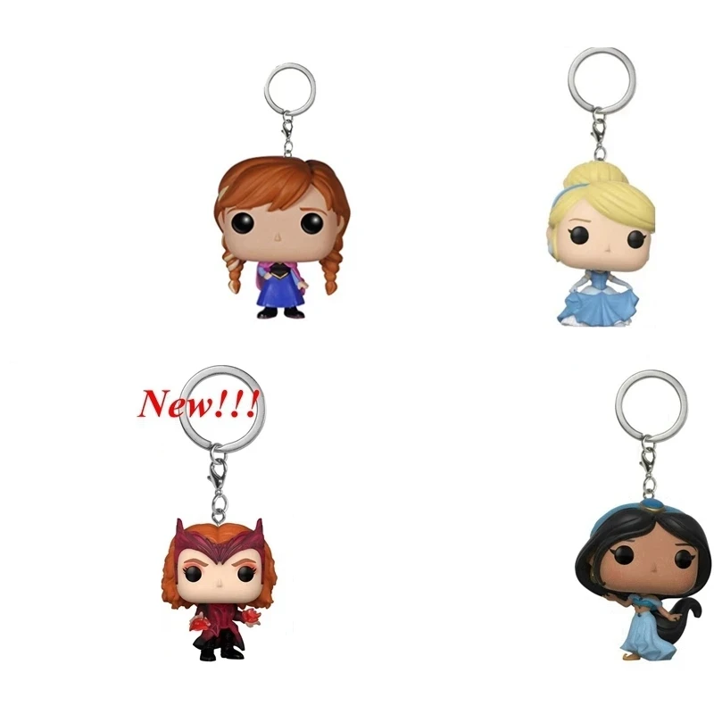 Nuovo Arrivo Disney Portachiavi Disney Princess Cenerentola Anna Jasmine Scarlet Witch Action Figure Toys Ornaments
