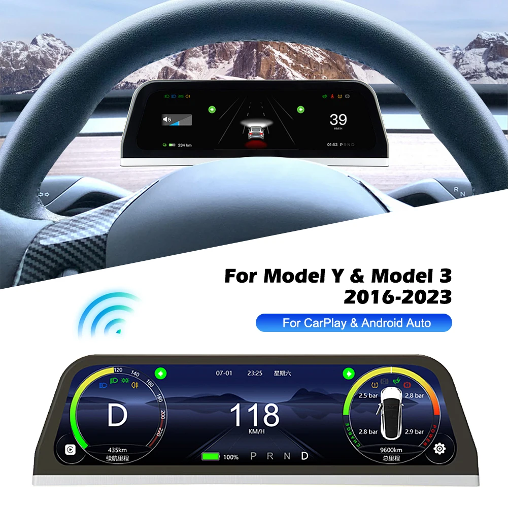 Display Head-Up Per Auto Touch Screen Hud Con Wireless Carplay Android Auto Speaker Navigation Speed Power Per Tesla Model 3 Y