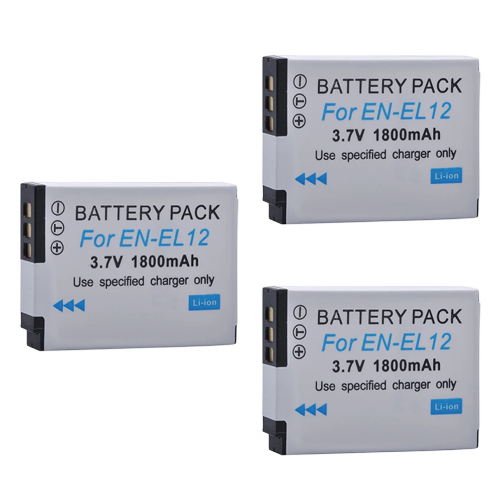 3 Pz 1800Mah En-El12 Enel12 El12 Batteria Della Fotocamera Per Nikon Coolpix S6100 S6000 S800C S1000Pj S1100Pj S1200Pj Aw100 Aw110 Aw120