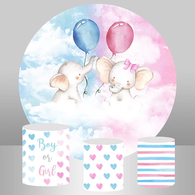Baby Elephant Round Sfondo Cerchio Sfondo Personalizzato Ragazzo O Ragazza Decorazioni Per Feste Di Compleanno Candy Table Banner Plinth Cover Elastic