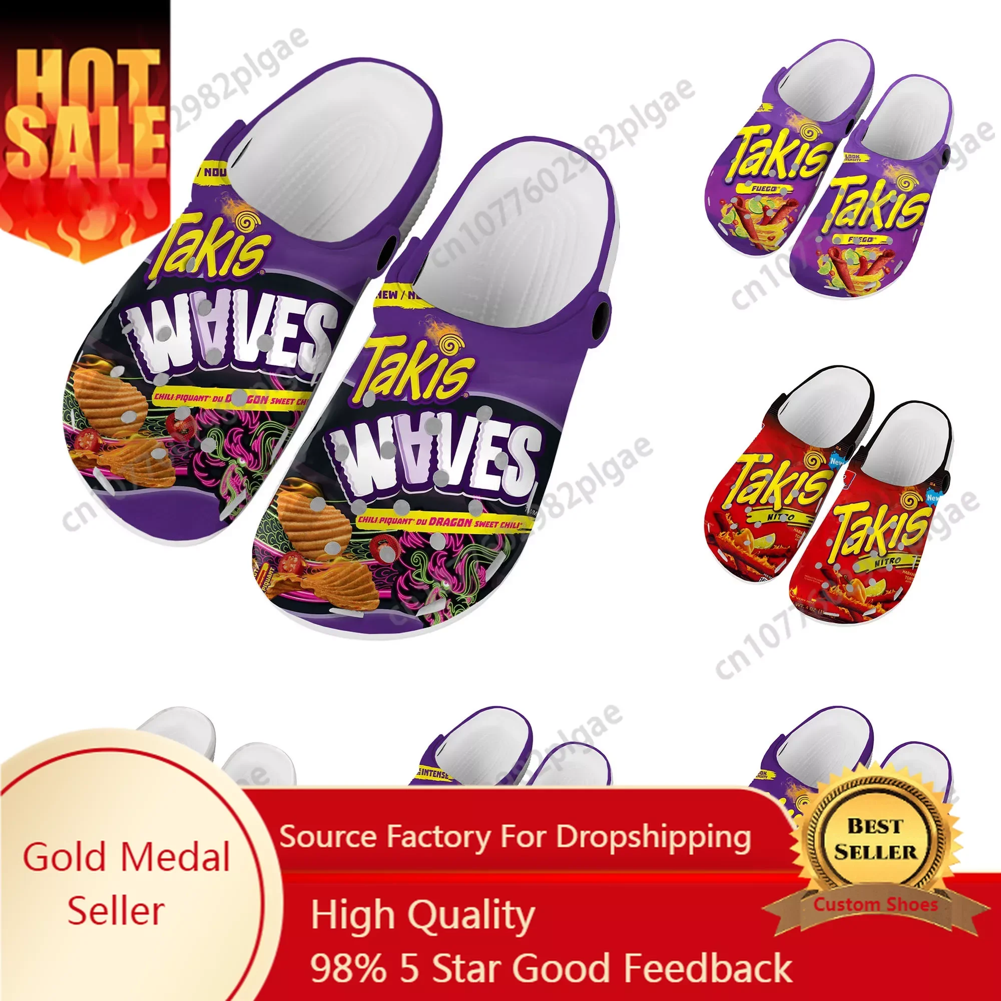 Chips Divertenti Taki Food Snack Stampa 3D Uomo Donna Zoccoli Classici Pantofole Scarpe Eva Ligtweight Sandali Summer Beach Outdoor-1