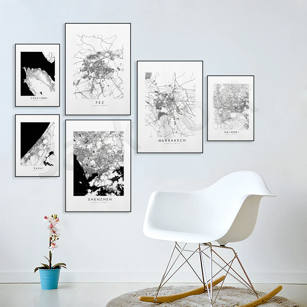 Baku, Adocababa, Osaka, Pinzetta, Nairobi,Casablanca,Fez, Casablanca, Casablanca, Freetown, Stampa Mappa Di Bucharn-City Map Poster - Map Wall