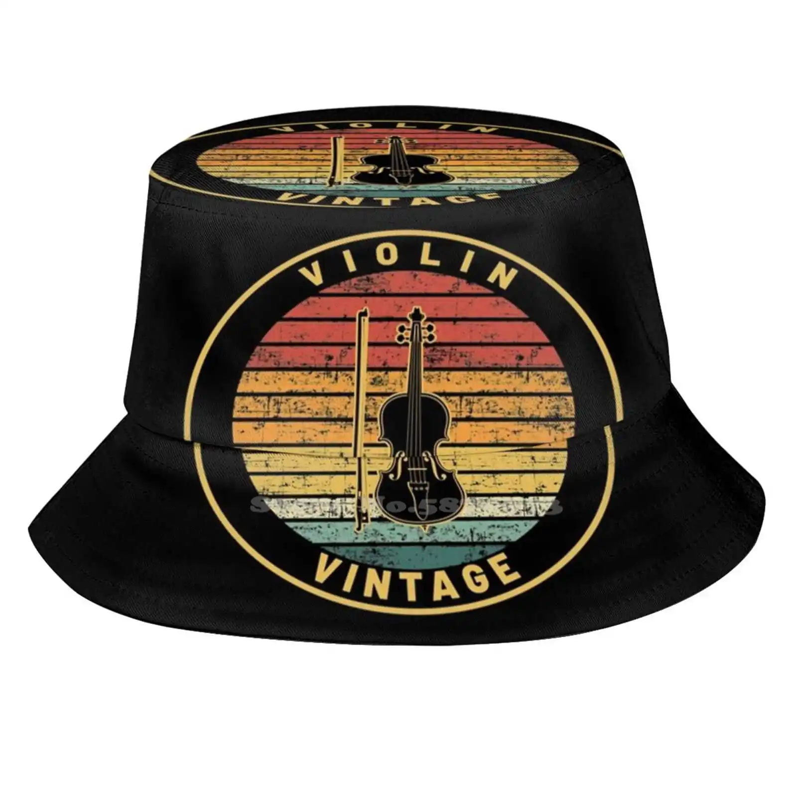 Violino Vintage Coreano Caps Funny Beach Bucket Cappelli Violino Violino Musicista Chitarra Player Violino Musica Violino Eroe Violino Vintage