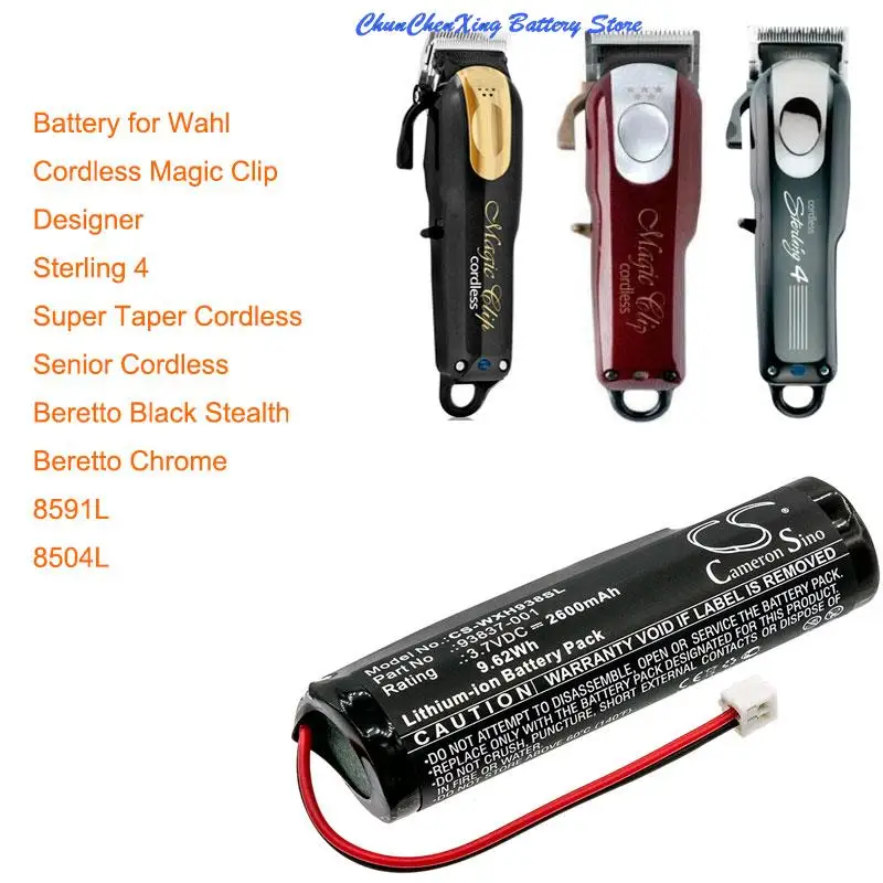 Batteria Greenbattery 2600Mah Per Wahl Black Stealth, Chrome, Clip Magica Cordless, Senior Cordless,Sterling 4,Super Taper Cordless