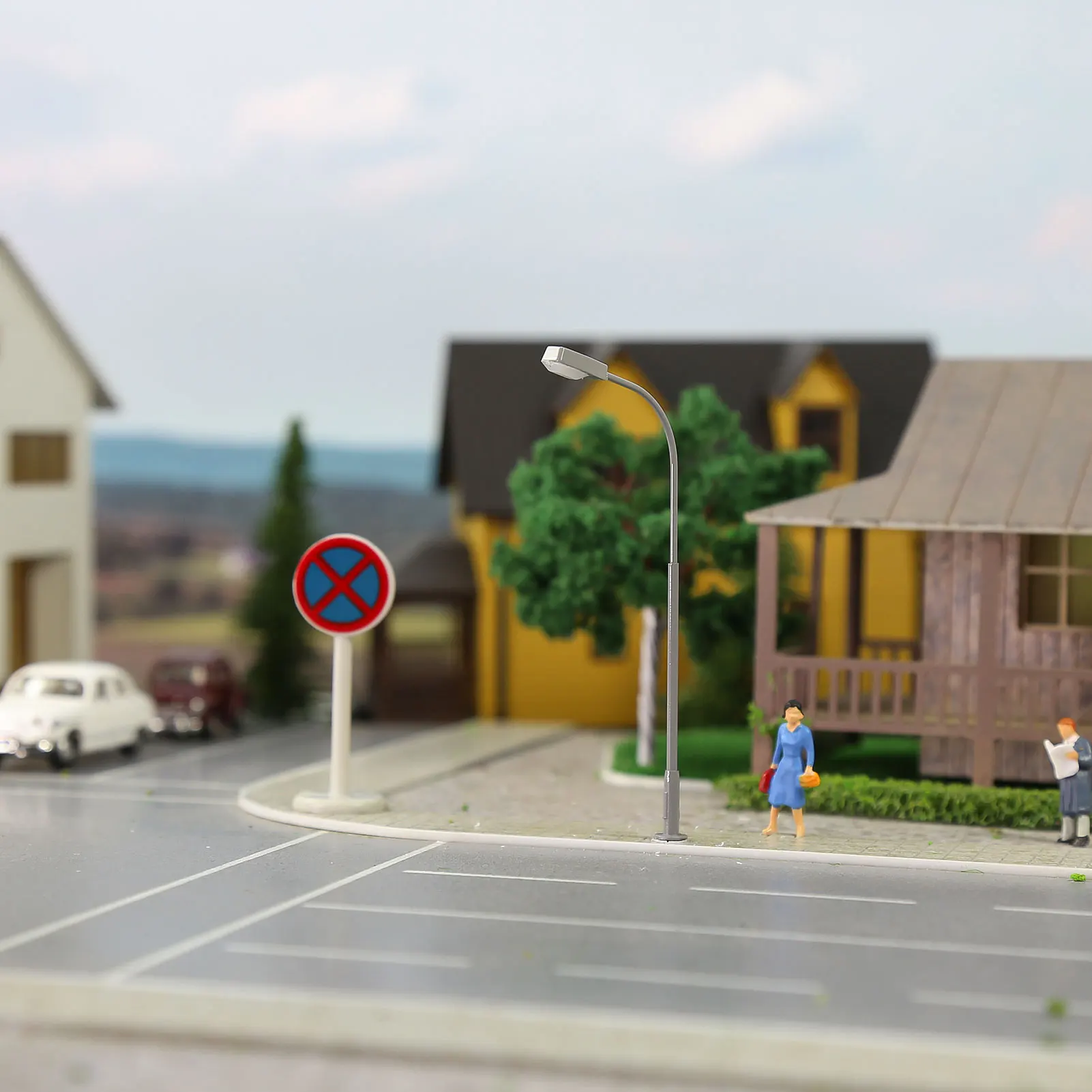 Muslimevemodel 5Pcs Modello Railroad Ho Tt Scale 1:120 Lampioni Led Bianchi Caldi Lampade In Metallo
