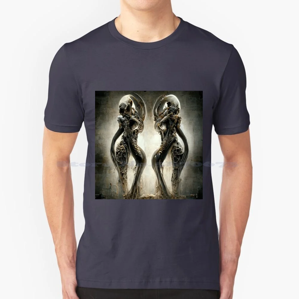 Ballerini Biommeccanici-Alien Head To Head-Promethean Tech Mech T Shirt 100% Cotone Tee Aliens Alien Guitar Hero Heavy