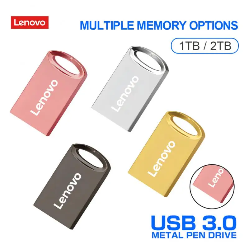 Lenovo Super Mini Metal Usb Flash Drive 2Tb 1Tb Tiny Pendrive Memory Stick Storage Device Dispositivo Usb Impermeabile Spedizione Gratuita