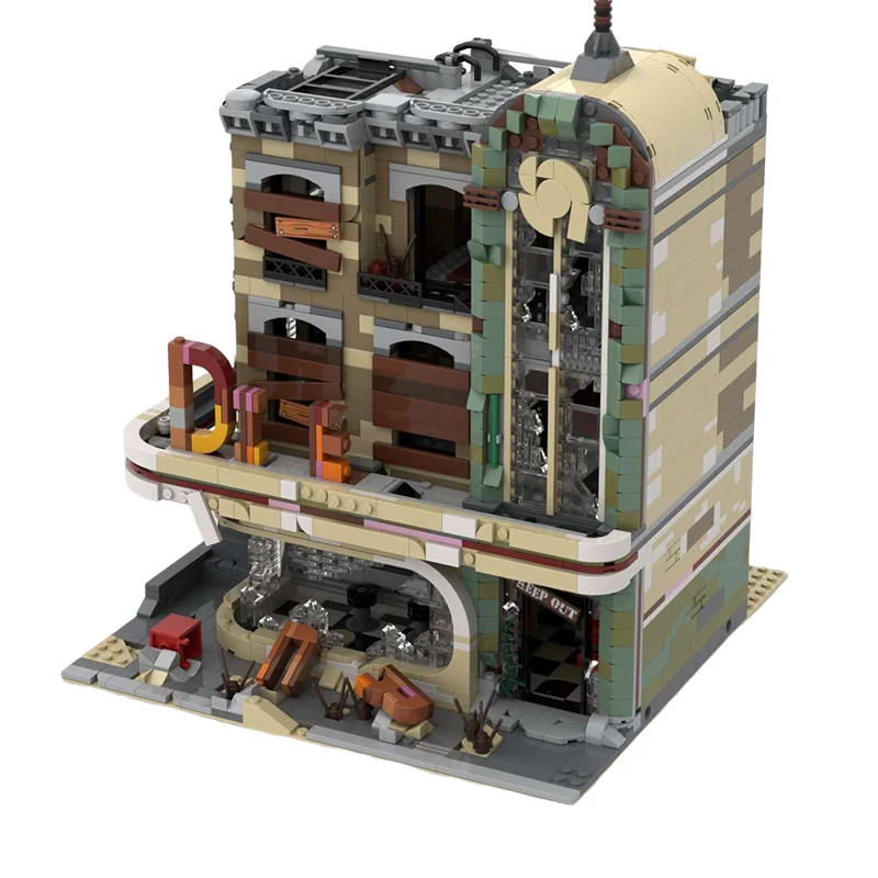 Apocalypse Street View Model Moc Bank Downtown Diner Corner Garage Detective Office Modular Street View Regalo Di Festa Per Bambini