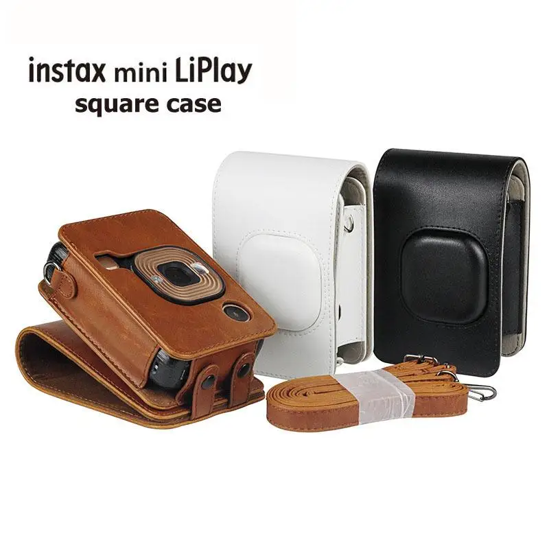 Nuovo Per Fujifilm Instax Mini Liplay Hybird Instant Film Camera Retro Pu Leather Case Carry Shoulder Bag Nero Marrone Bianco