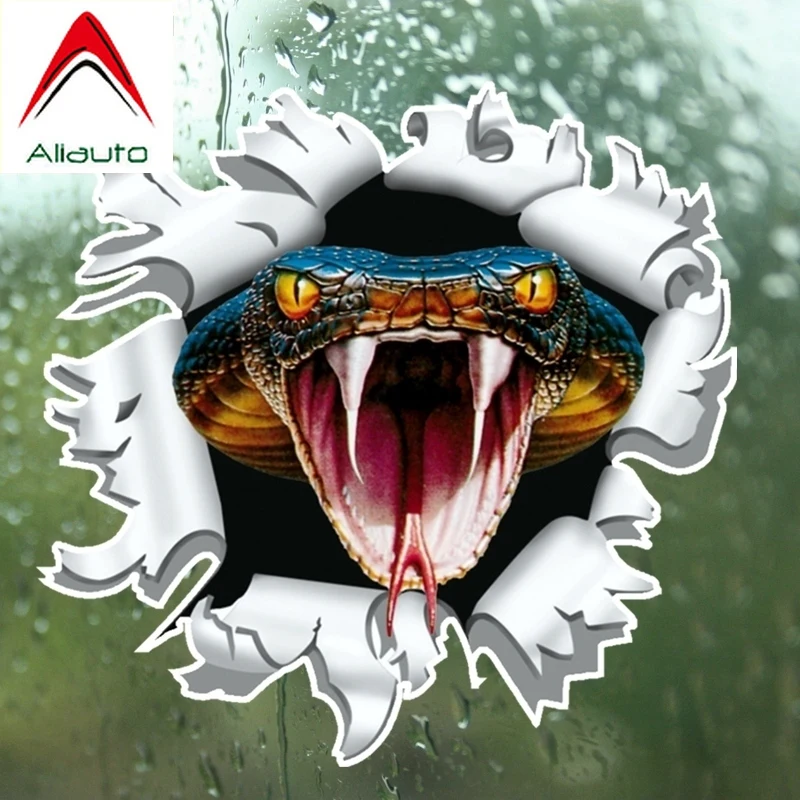 Aliauto Funny Car Sticker Snake Anger Cobra Head Esce Da Bullet Hole Colorful Automobile Decalcomanie Cover Scratch,14Cm X 15Cm