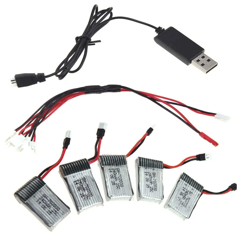 Caricabatterie Usb 5Pcs 3.7V 240Mah 380Mah 500Mah Lipo Per Hubsan H107L Wltoys Walkera Mini Quadcopter