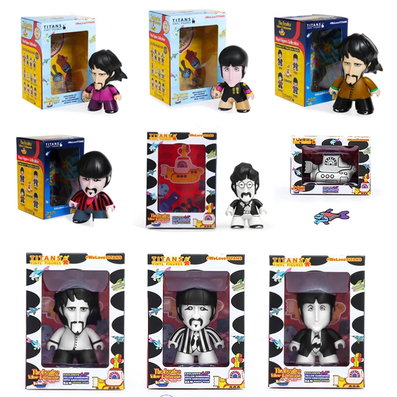 Original Titans The Beatles Yellow Submarine Titans Vinyl Full Case Figure Dolls Collection 4.5 Pollici Figure Model Kit Action Toy