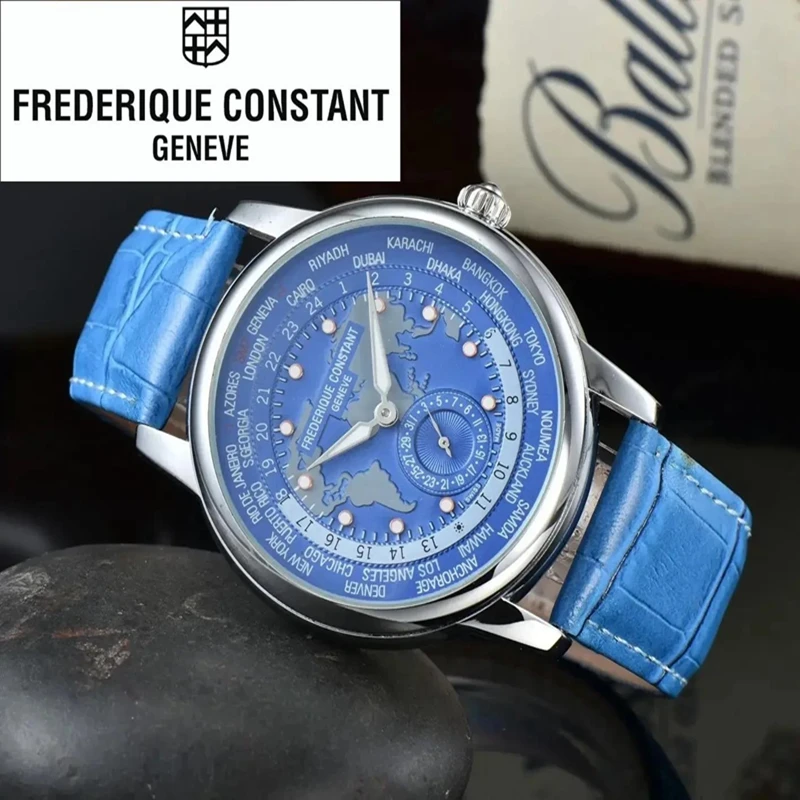 Athique Constant Jam Tangan Kuarsa Pria Mewah Modis Kasual Tanggal Otomatis Tali Kulit Orologio Al Quarzo Premium
