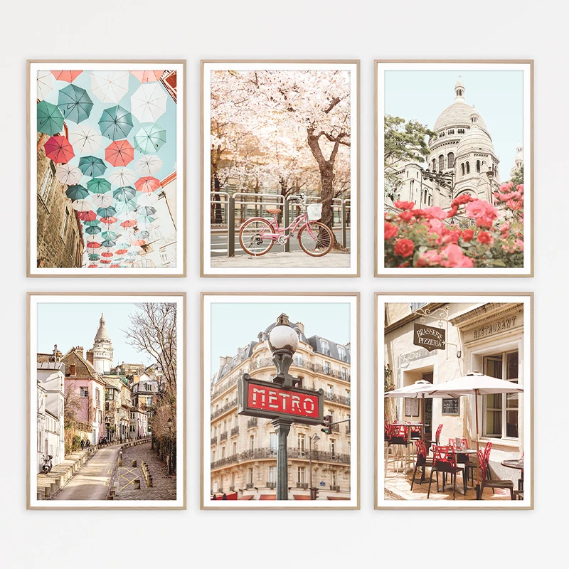 Grecia Santa Francia Europa Paesaggio Poster Vintage City Travel Canvas Painting Wall Art Picture For Room Home Office Decor