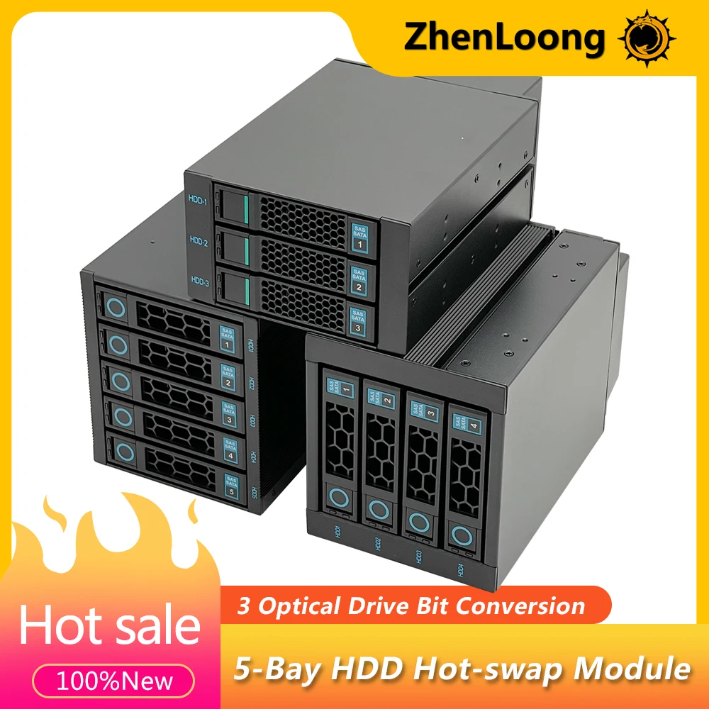 Gabbia Per Hard Disk Hot Swap A 5 Alloggiamenti Mobile Da 3.5 Pollici Sata Ssd Archiviazione Dati Hdd Per Tre Posizioni Di Trasmissione Ottica Da 5.25