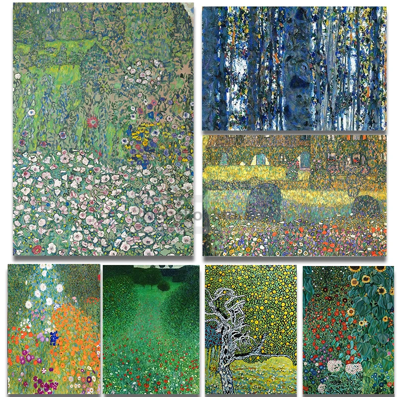 Classici Simbolismo Gustav Klimt Vienna Secessione Giardino Poster E Stampe Su Tela Pittura Wall Art Immagini Home Room Decor