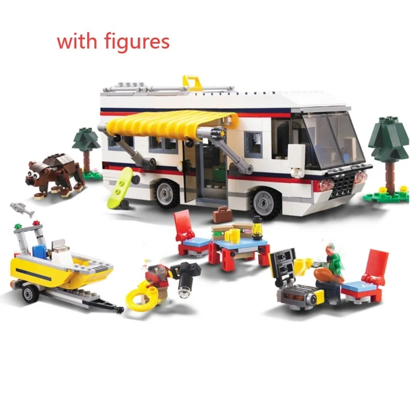 792 Pz 3 In 1 City Camper Summer Home Vacation Building Block Amici Compatibili 31052 Con Bambole Giocattoli Per Bambini Regali