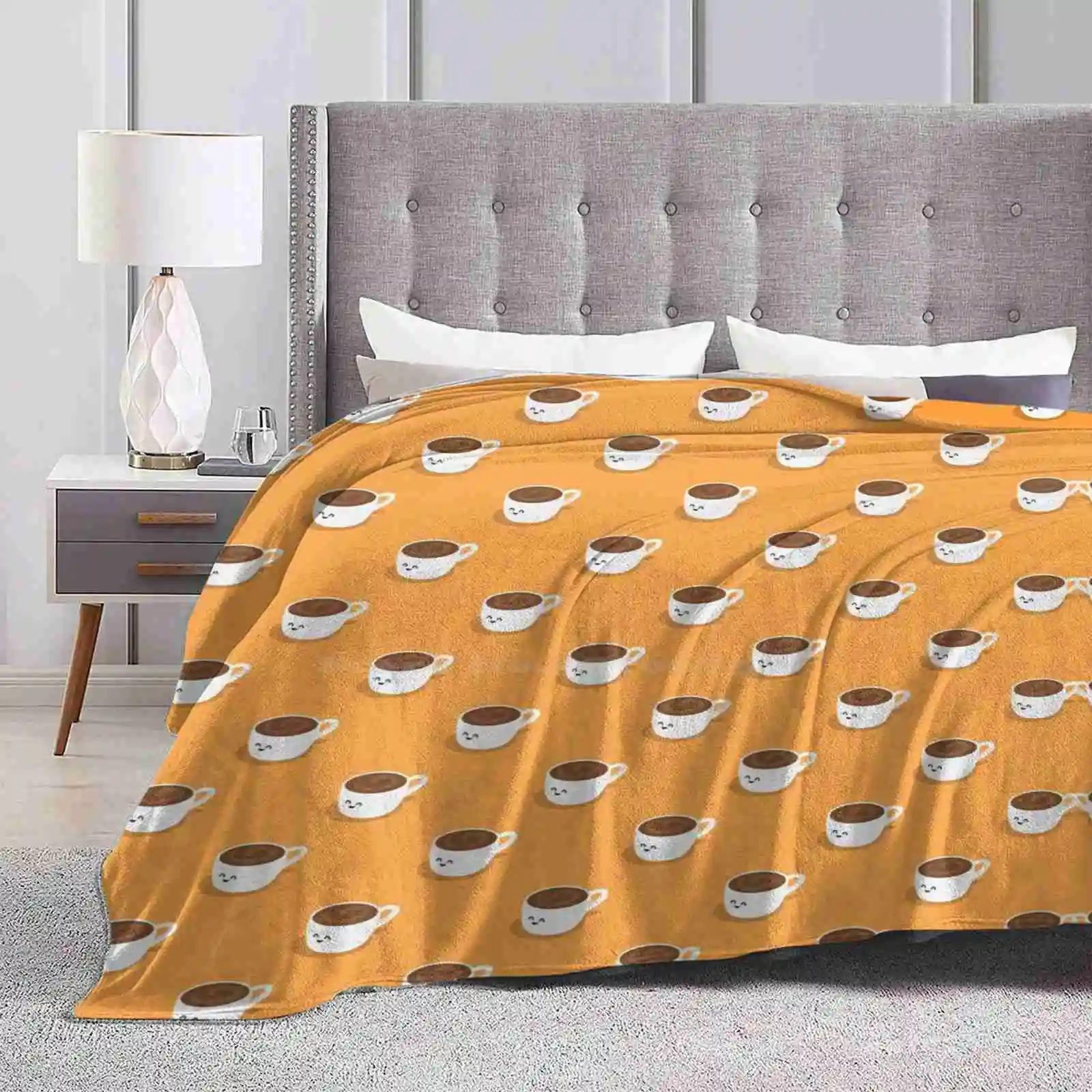 Caffè? Nuova Stampa Novità Moda Morbida Coperta Calda Kawaii Cartoon Pattern Cute Morning Coffee Lover Coffee Addict Vector