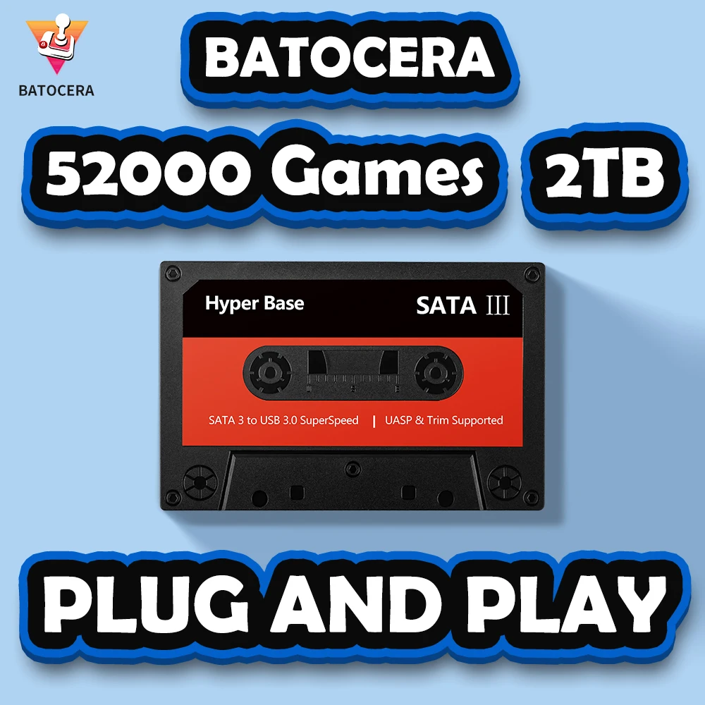 Jmachen Disco Rigido Batocera Da 2Tb/500Gb Built-In 48000 Giochi Retrò Emulation Gaming Hdd Per Ps3/Ps2/Ps1/N64/Snes/Mame/Game Cube