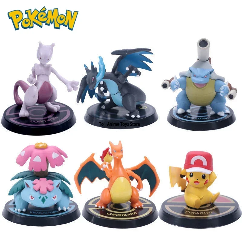 Pokemon Pikachu Action Figures Mewtwo Pikachus Toy Base Charizard Blastoise Venusaur Pvc Model Toys For Children Gift