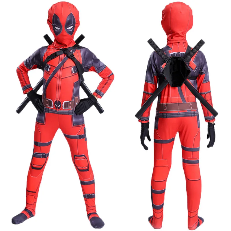 Costume Deadpool Kids Cosplay Superhero Deadpool Cosplay Body Mask Prop Suit Halloween Party Zentai Costume Adulto Bambini