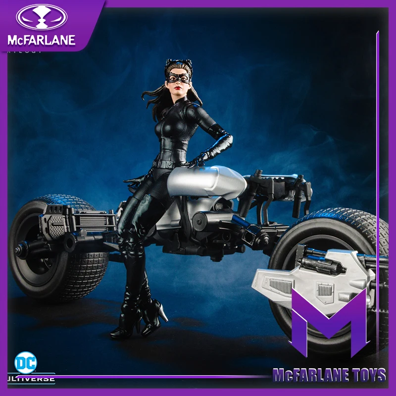 Mcfarlane Toys Dc Multiverse The Dark Knight Rises Catwoman E Batpod Gold Label Set Da 2 Pezzi, Regalo Figura Mobile